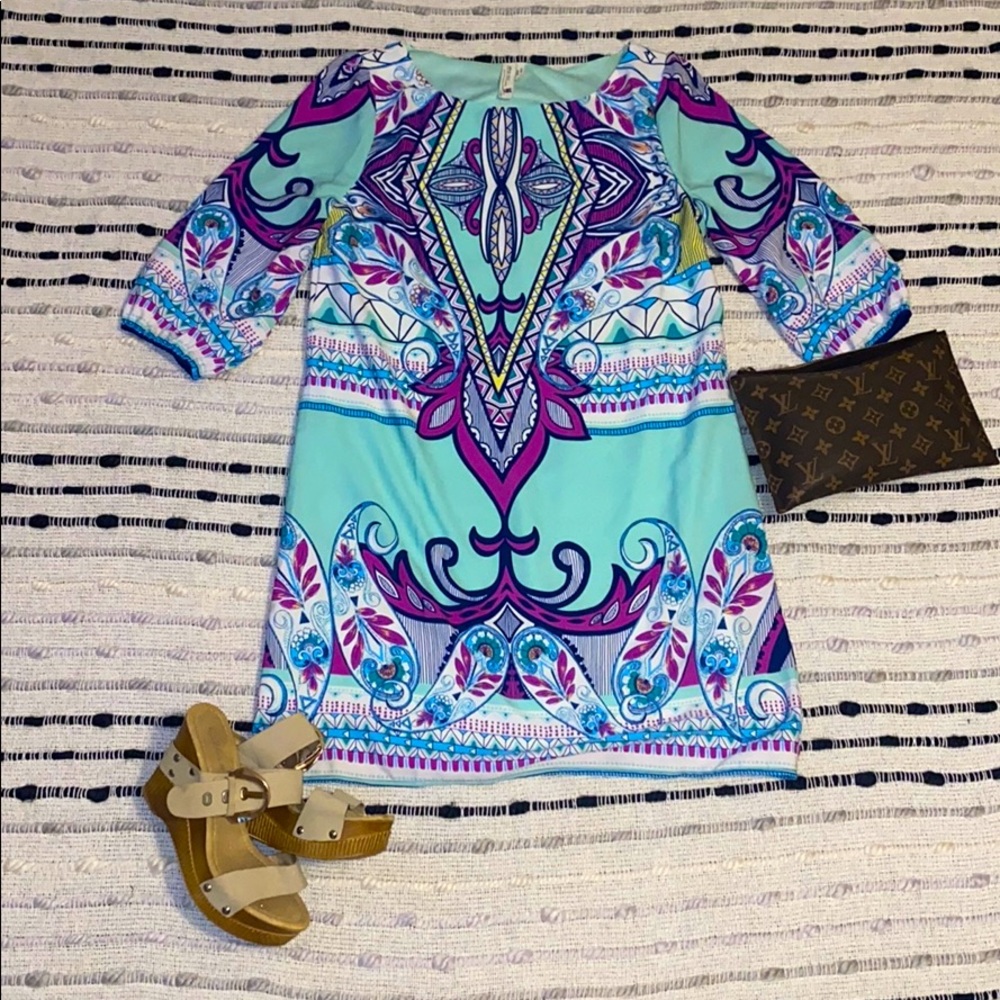 Aqua print dress